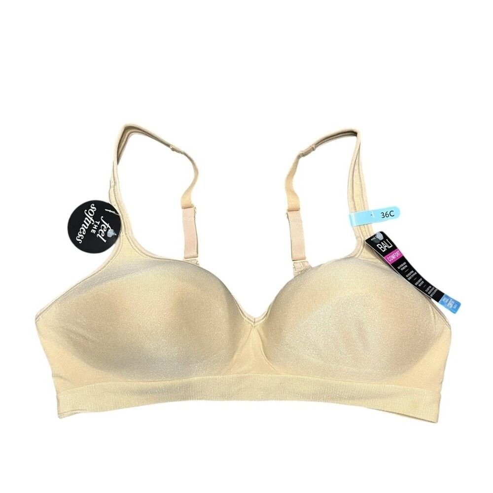 Bali Comfort Revolution Wireless Bra 3463 Beige 36C Minimalist Clean Girl NEW